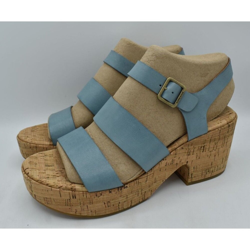 Kork Ease Women Size 11 Tish Turquoise Full Grain Leather Platform Sandals Shoes